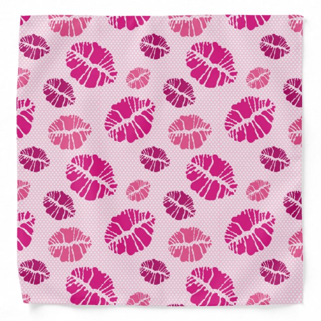 Lipstick Kiss Shape Print Pattern Bandana (Front)