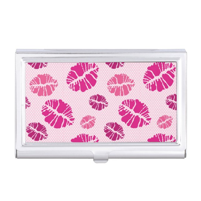 Lipstick Kiss Shape Print Pattern Business Card Case (Front)