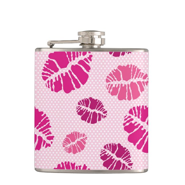 Lipstick Kiss Shape Print Pattern Flask (Front)