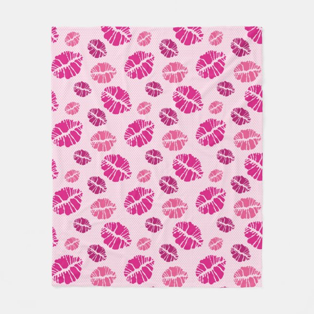 Lipstick Kiss Shape Print Pattern Fleece Blanket (Front)