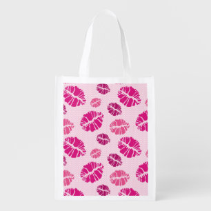 Lipstick Kiss Shape Print Pattern Grocery Bag