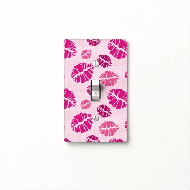 Lipstick Kiss Shape Print Pattern Light Switch Cover (In Situ)