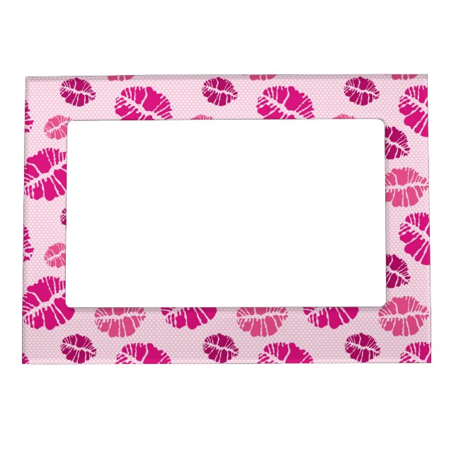 Lipstick Kiss Shape Print Pattern Magnetic Photo Frame (Front)