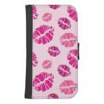 Lipstick Kiss Shape Print Pattern Wallet Phone Case For Samsung Galaxy S4
