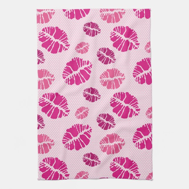 Lipstick Kiss Shape Print Pattern Towel (Vertical)