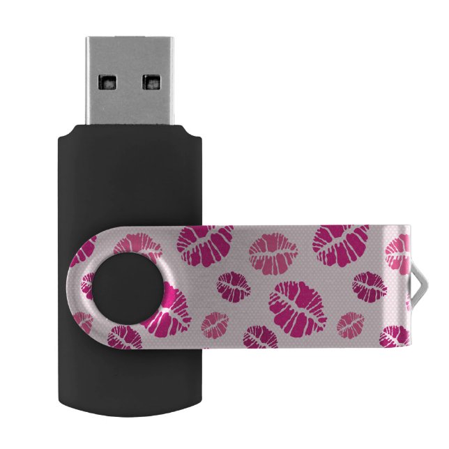 Lipstick Kiss Shape Print Pattern USB Flash Drive (Opened)