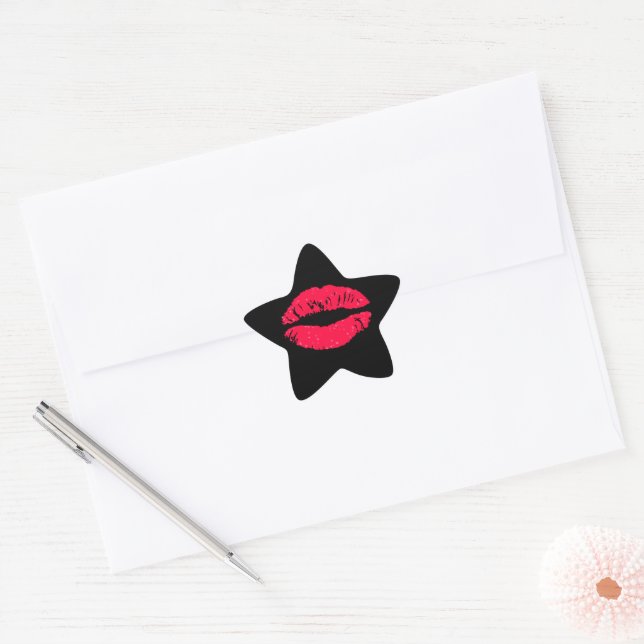 Lipstick Kiss Star Sticker (Envelope)