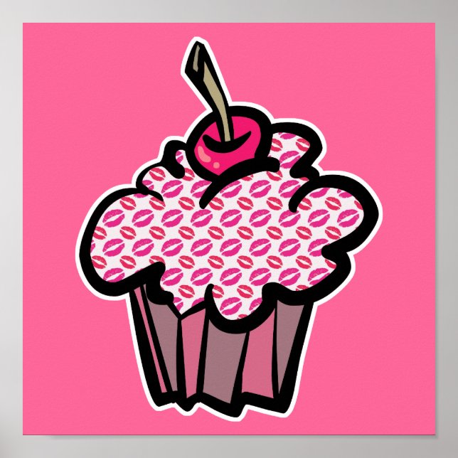 lipstick kisses cupcake poster (Front)