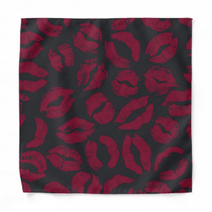 Lipstick Kisses: Dark Red Imprints Bandana