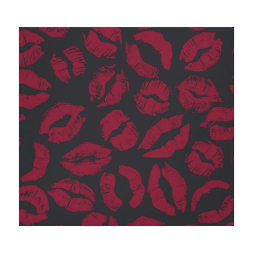 Lipstick Kisses Dark Red Imprints Canvas Print