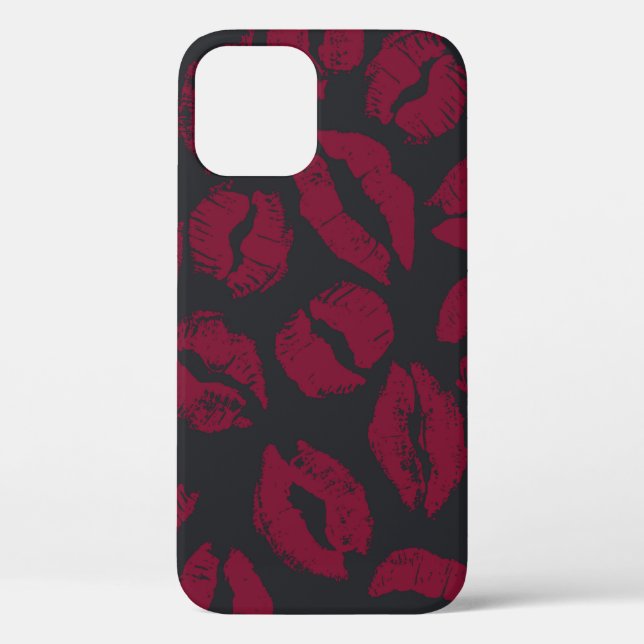 Lipstick Kisses: Dark Red Imprints Case-Mate iPhone Case (Back)