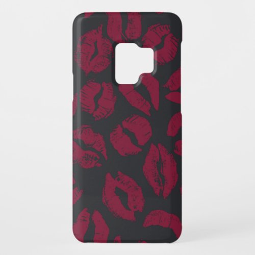 Lipstick Kisses Dark Red Imprints Case_Mate Samsung Galaxy S9 Case