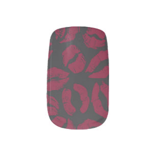 Lipstick Kisses: Dark Red Imprints Minx Nail Art