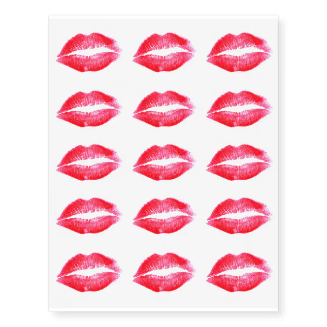 Lipstick Kisses Funny Temporary Tattoos | Zazzle