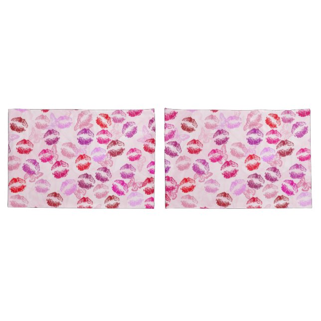 Lipstick Kisses On Pink Pillow Case (Back-Set)