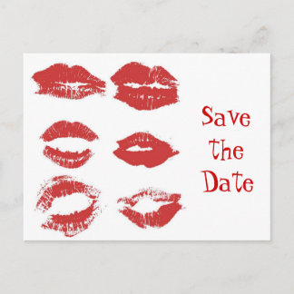 Lipstick Kisses - Save teh date Announcement Postcard
