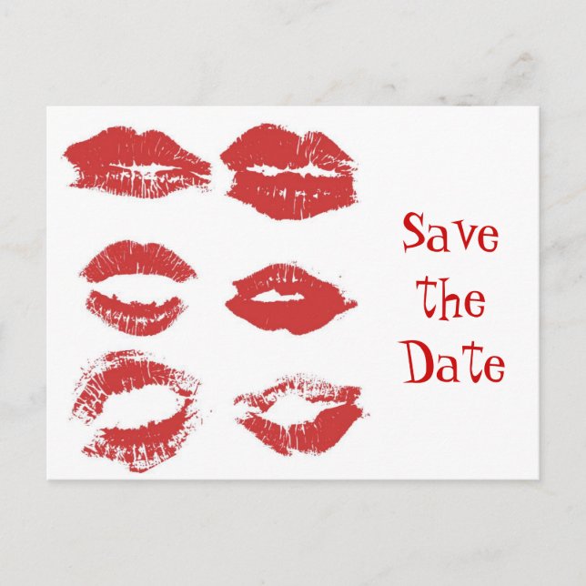Lipstick Kisses - Save teh date Announcement Postcard (Front)