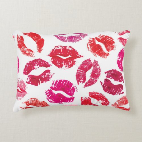 Lipstick Kisses Seamless Pattern Accent Pillow