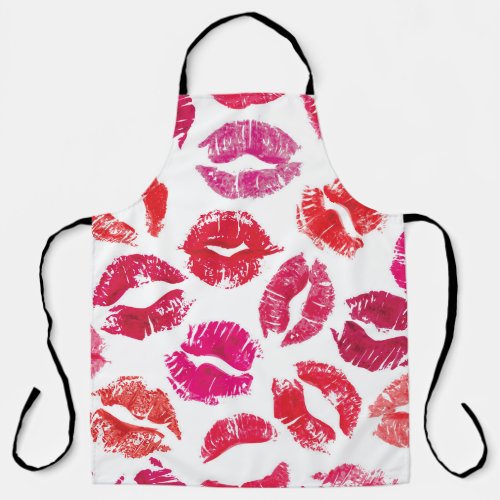 Lipstick Kisses Seamless Pattern Apron
