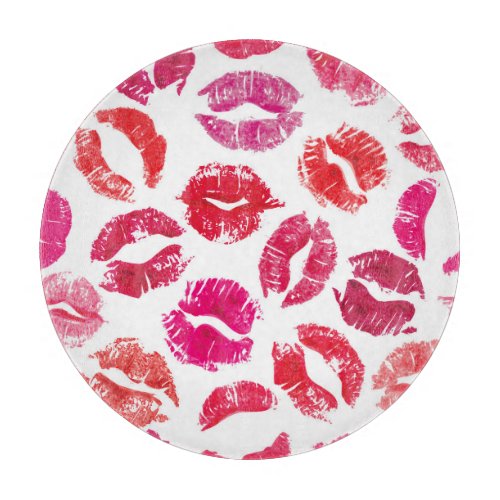 Lipstick Kisses Seamless Pattern Cutting Board