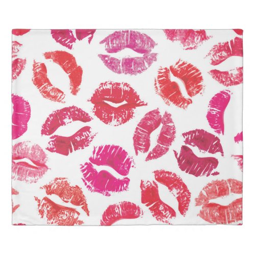 Lipstick Kisses Seamless Pattern Duvet Cover