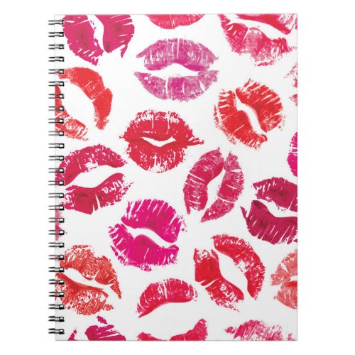 Lipstick Kisses Seamless Pattern Notebook