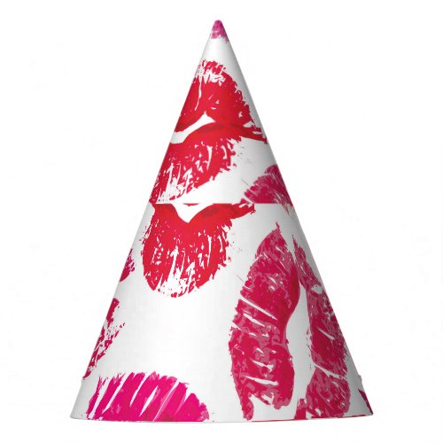Lipstick Kisses Seamless Pattern Party Hat