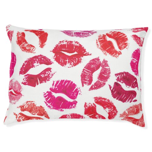 Lipstick Kisses Seamless Pattern Pet Bed