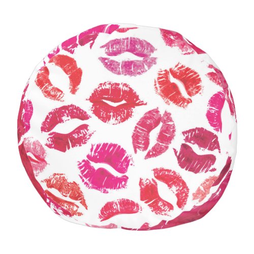 Lipstick Kisses Seamless Pattern Pouf