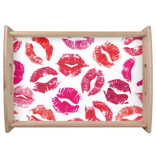 Lipstick Kisses Seamless Pattern Serving Tray
