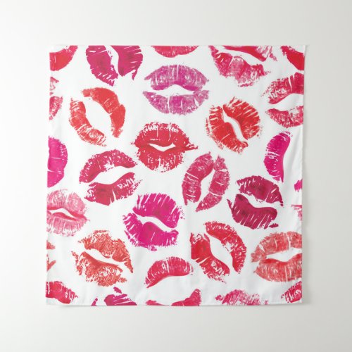 Lipstick Kisses Seamless Pattern Tapestry