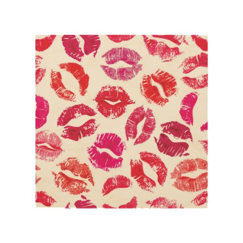 Lipstick Kisses Seamless Pattern Wood Wall Art