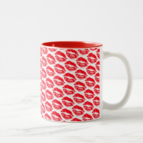 lipstick kisses Two_Tone coffee mug