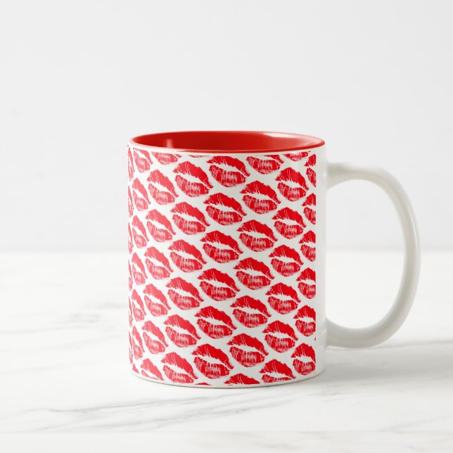 lipstick kisses Two-Tone coffee mug (Right)