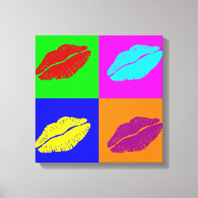 Lipstick kisses wrapped canvas print (Front)