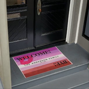 Lipstick Lesbian Flag Beach Personalized Welcome Doormat