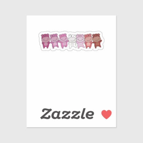 Lipstick Lesbian Flag Pride Lgbtq Cute Hippo Sticker