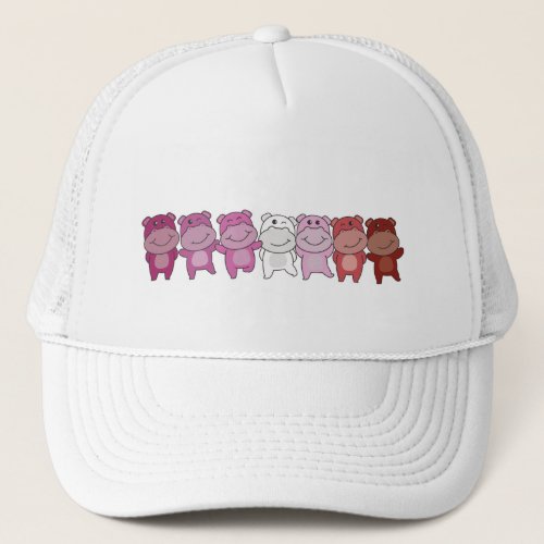 Lipstick Lesbian Flag Pride Lgbtq Cute Hippo Truck Trucker Hat