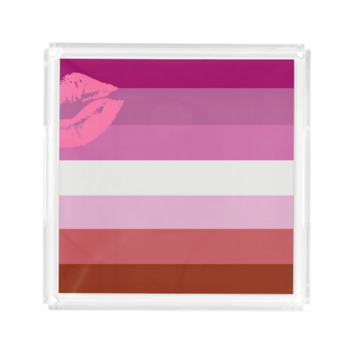 Lipstick Lesbian Pride Flag Acrylic Tray