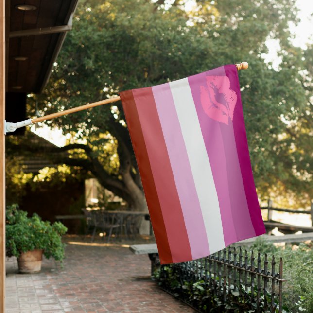 Lipstick Lesbian Pride Flag and Lips (In SItu)