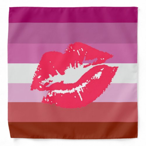 Lipstick Lesbian Pride Flag and Lips Bandana