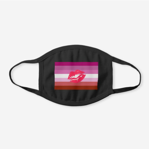 Lipstick Lesbian Pride Flag and Lips Black Cotton Face Mask