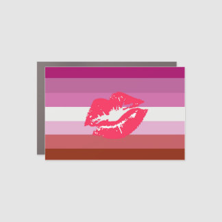Lipstick Lesbian Pride Flag and Lips Car Magnet