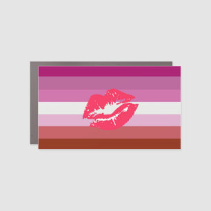 Lipstick Lesbian Pride Flag and Lips Car Magnet