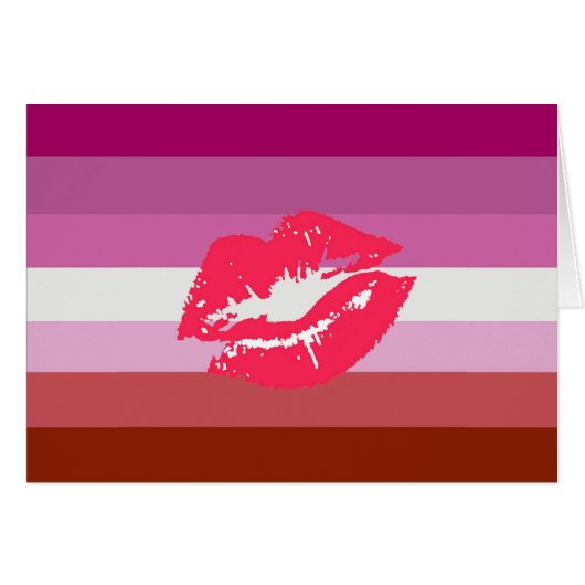 Lipstick Lesbian Pride Flag and Lips Cards (Front Horizontal)