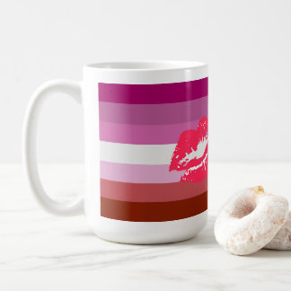Lipstick Lesbian Pride Flag and Lips Coffee Mug