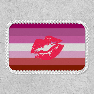 Lipstick Lesbian Pride Flag and Lips Patch