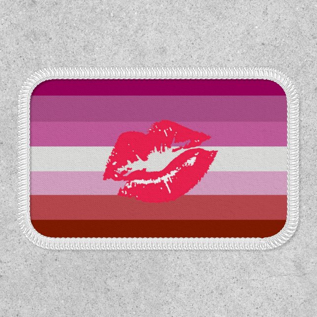 Lipstick Lesbian Pride Flag and Lips Patch (Front)