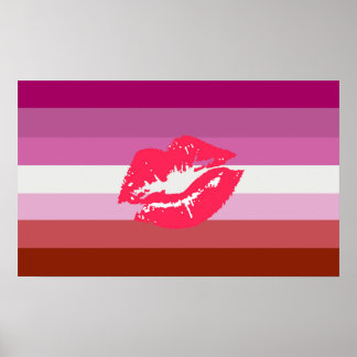 Lipstick Lesbian Pride Flag and Lips Poster
