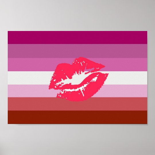 Lipstick Lesbian Pride Flag And Lips Poster